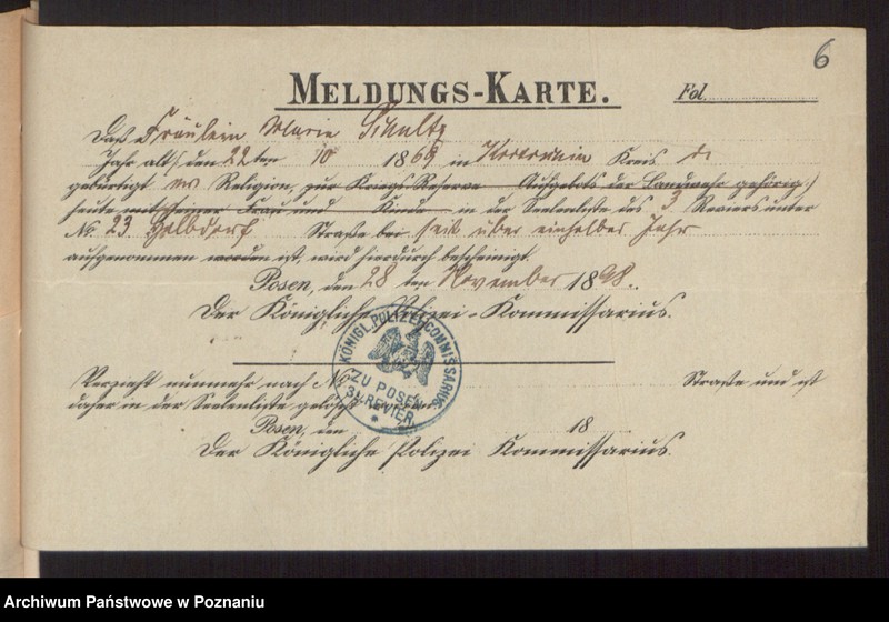 Obraz 8 z jednostki "Die von den Verlobten beigebrachten Urkunden zur Eheschliessung pro 1899"