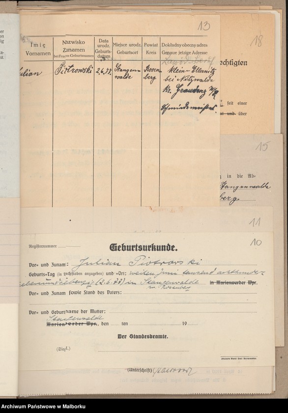 image.from.unit.number "Volksabstimmungsausschuss in Stangenwalde, Kreis Rosenberg Einsprüche [Wydział Plebiscytowy w Słupnicy, obwód suski Reklamacje]"