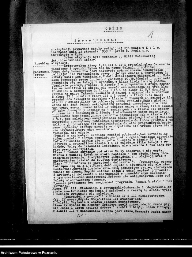 Obraz 5 z jednostki "Prywatna Szkoła Powszechna z polskim i hebrajskim językiem nauczania "Ehtz Chaim"- Koło"