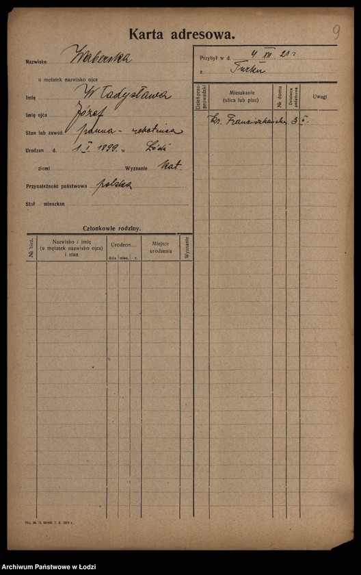 Obraz 11 z jednostki "[Spis ludności Łodzi] Wabdanowski - Wagman"