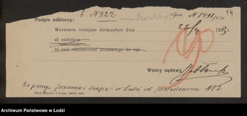 Obraz 16 z jednostki "Joskowicz i Szafir- fabrykacja i sprzedaz towarów wełnianych"