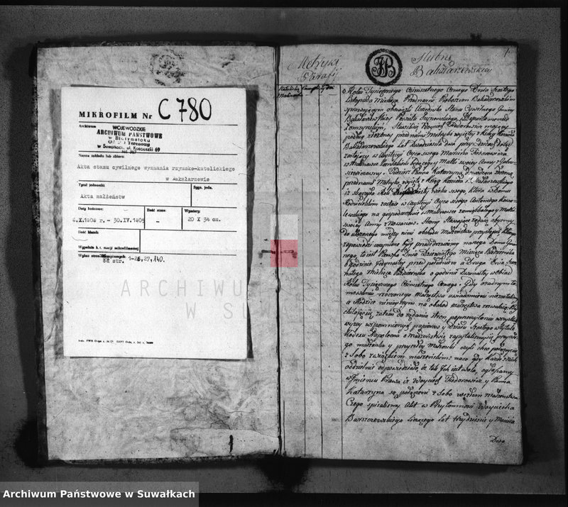 image.from.unit.number "Księgi Gminy i Parafij Bakałarzewskiey ślubne 1808 R."