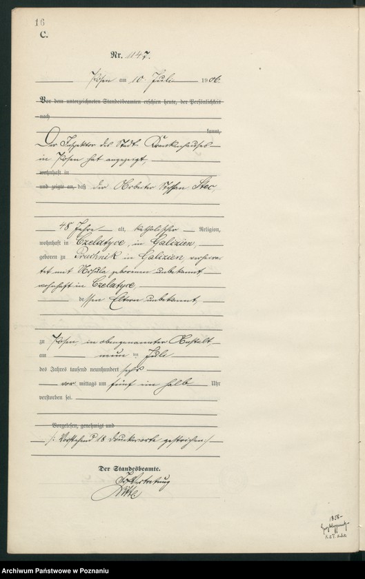 Obraz 18 z jednostki "Księga miejscowa zgonów tom III"