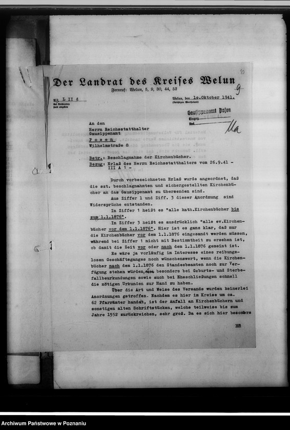 image.from.unit.number "Einziehungsprotokolle [ksiąg kościelnych] Kreis Welun [powiat wieluński, województwo łódzkie]"