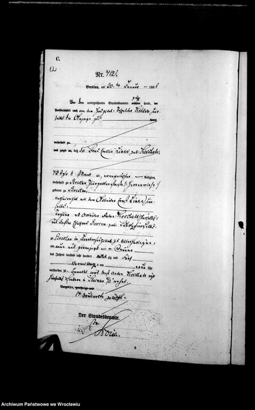 image.from.unit.number "Sterbe-Haupt-Register Breslau I 1885 Band 2"