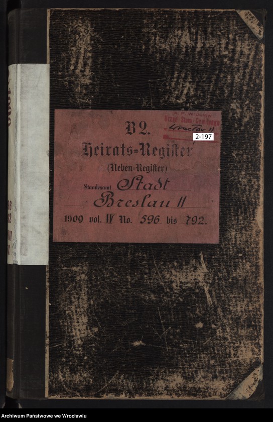 image.from.unit.number "Heiraths-Haupt-Register Breslau II 1909 Band 4"