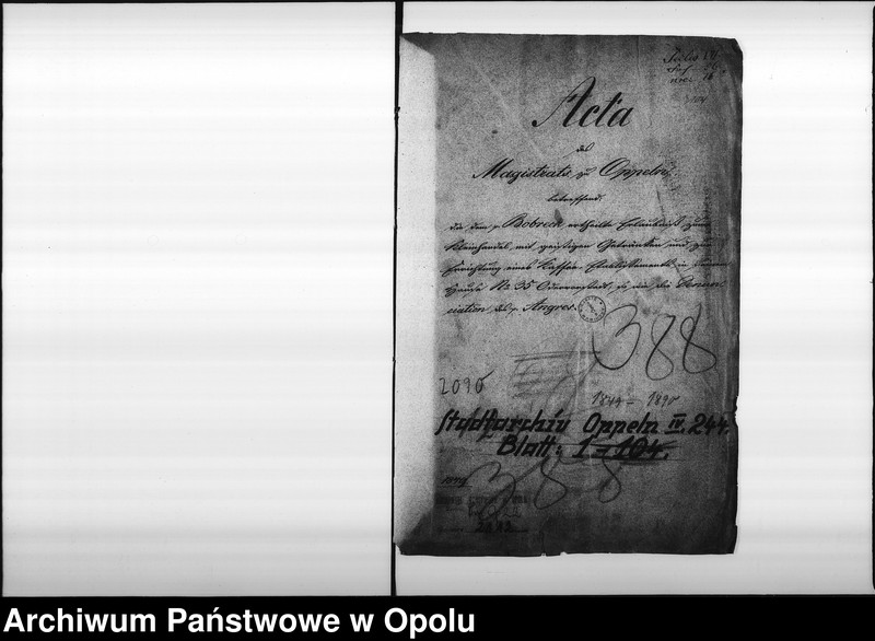 Obraz 4 z jednostki "Acta des Magistrats zu Oppeln betreffend die dem p. Bobreck ertheilte Erlaubniß zum Kleinhandel mit geistigen Getränke und zur Errichtung eines Kaffen=Etablissements in seinem Hause No 35 Odervorstadt so wie die Denunciation des p. Angres"
