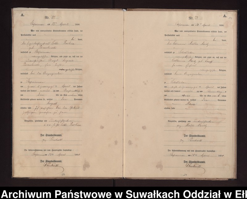 image.from.unit.number "Geburts-Neben-Register des Preussischen Standes-Amtes Stasswinnen Kreis Loetzen"