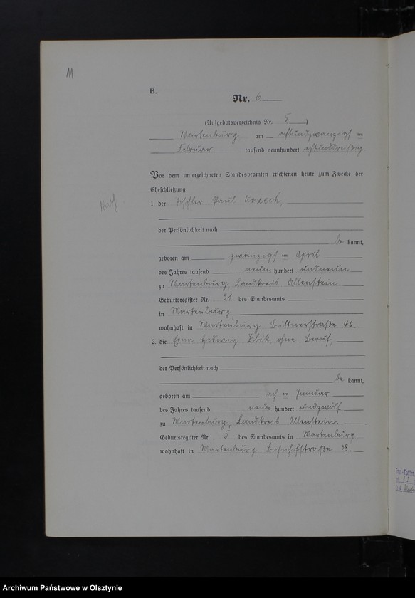 image.from.unit.number "Heirats-Haupt-Register Tom I, Nr 1 - 16"