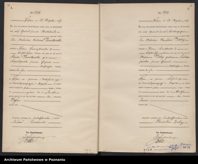 Obraz 16 z jednostki "Księga miejscowa urodzeń tom IV [Rejestr główny urodzeń]"