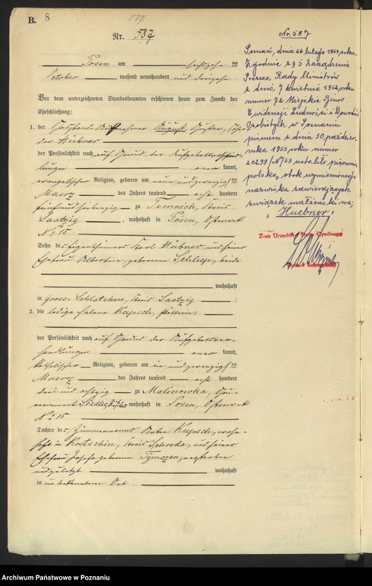 Obraz 10 z jednostki "Księga miejscowa małżeństw tom III [Rejestr główny małżeństw]"