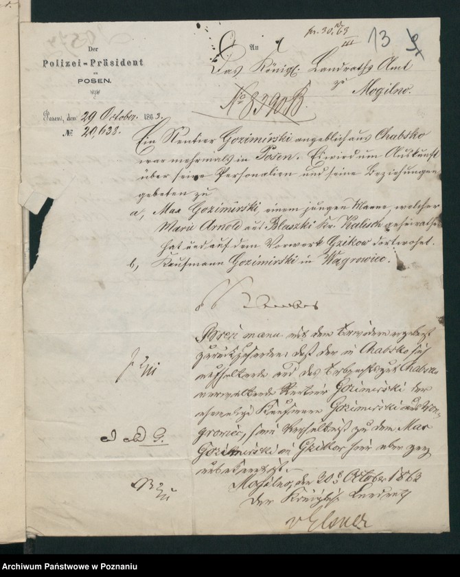 Obraz 16 z jednostki "A. betr. Max Gozimierski /auch über Erasmus von Blewczyński/"