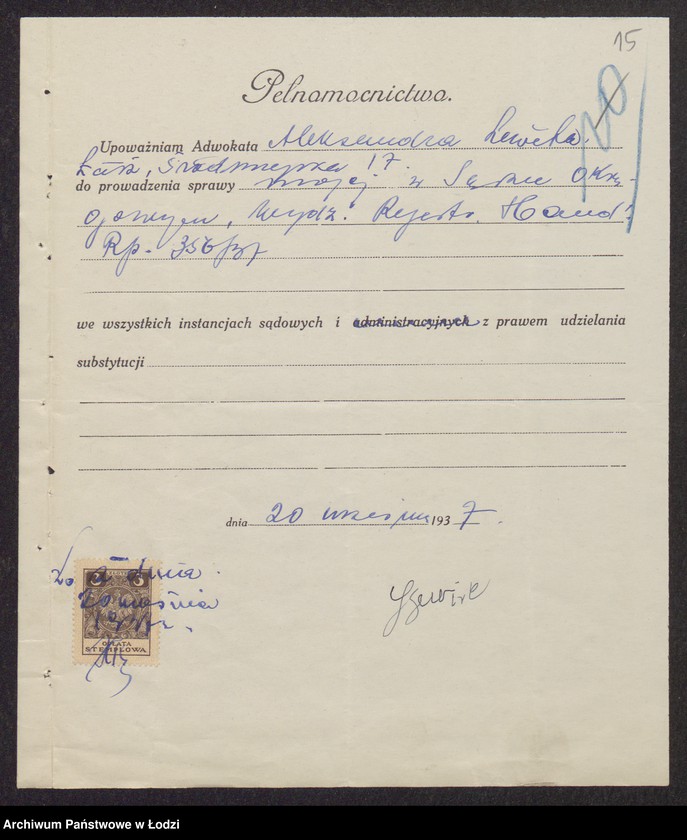 Obraz 17 z jednostki "Symcha Gewirc- wyrób i sprzedaż towarów bawełnianych"