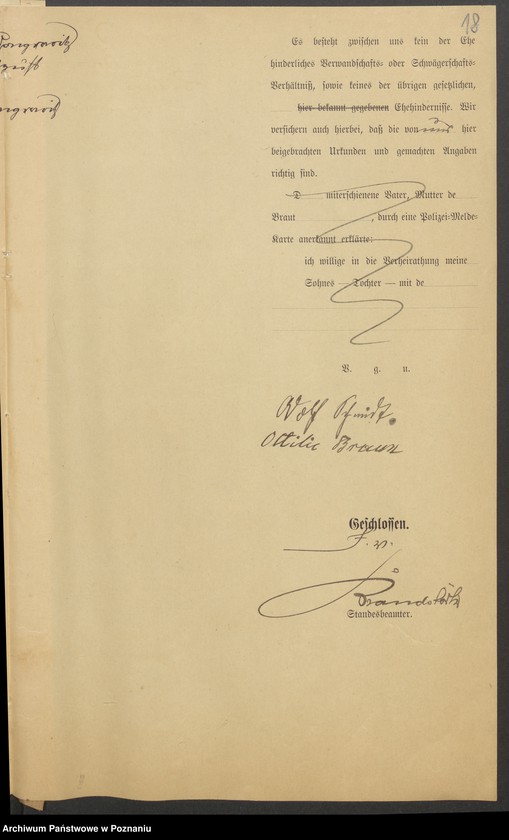 Obraz 20 z jednostki "Die von den Verlobten beigebrachten Urkunden zur Eheschliessung pro 1900"