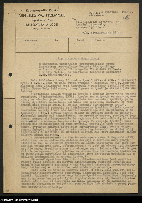 Obraz 17 z jednostki "Wykazy robotników członków partii wysuniętych na stanowiska [kierownicze]"