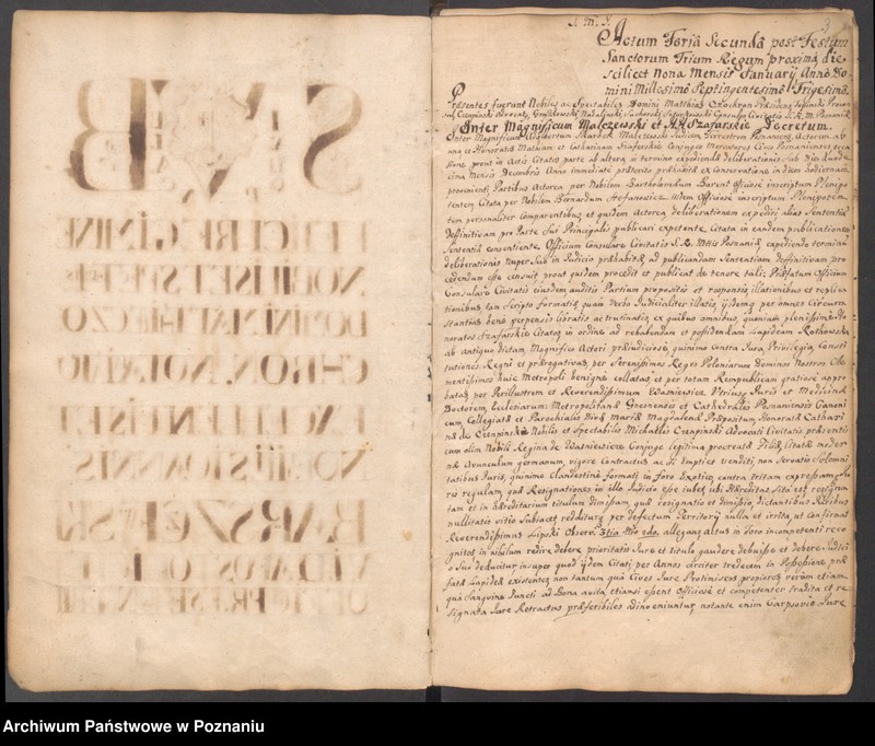 Obraz 7 z jednostki "Sub felici regimine nobilis et spectabilis domini Mathiae Czochron, notariatu excellentis et nobilis Joannis Barszczewski utriusque iuris doctoris, apostolici et officii praesentis notarii liber actorum officii consularis."