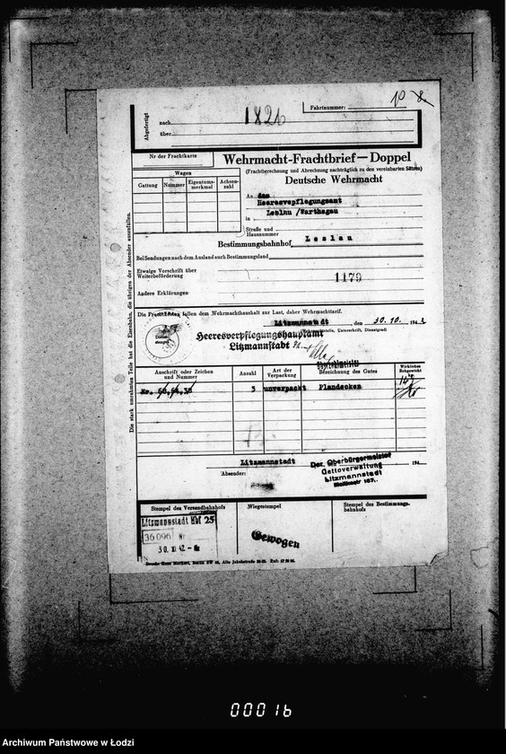 Obraz 15 z jednostki "Frachtbriefe doppel einige Ausgang vom 1301-1825a. [Wtórniki listów przewozowych]"