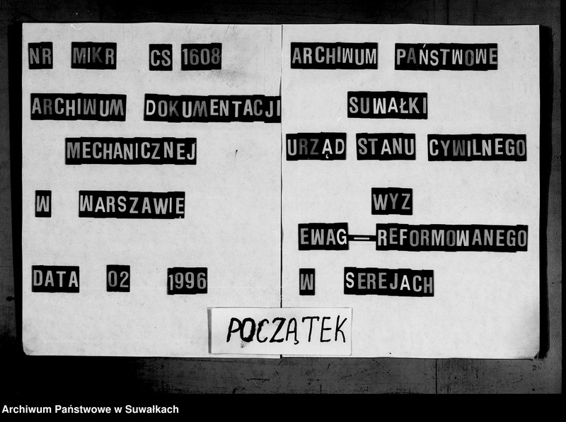 image.from.unit.number "Duplikat aktów Stanu Cywilnego urodzeń, małżeństw i zejść Parafii Ewangelicko-Reformowanej Serejskiej na rok 1862"
