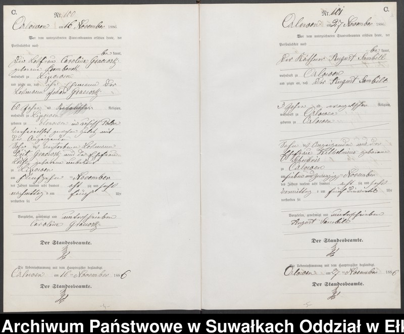image.from.unit.number "Sterbe-Neben-Register des Preussischen Standes-Amtes Orlowen Kreis Loetzen für das Jahr 1886 [Tom II]"