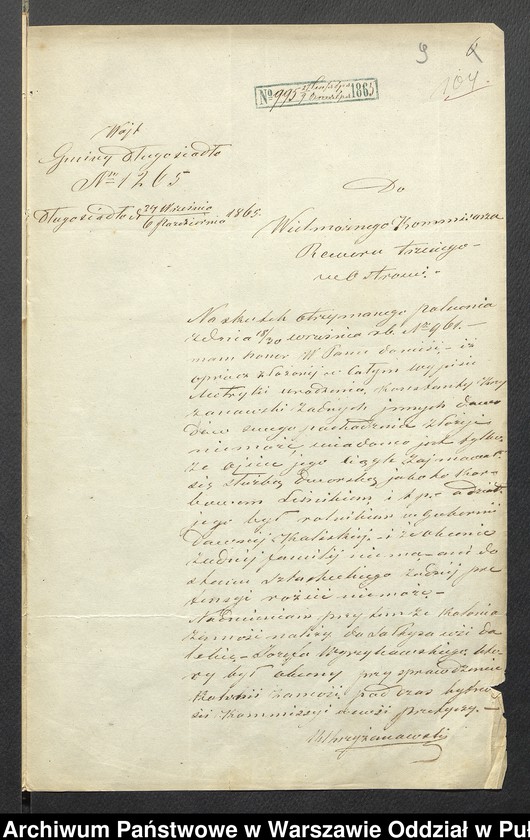 image.from.unit.number "O urządzaniu chłopów byłej rządowej wsi Zamość, gm. Długosiodło, wchodzącej w skład prywatnej własności Przetycz podlegającej ziemianinowi Stanisławowi Damięckiemu cz.11"