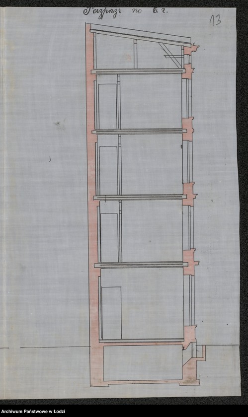 Obraz 17 z jednostki "O postrojkě Êduardom˝ Kindermanom˝ v˝ g[orode] Lodzi po Petrokovskoj ul[ice] pod˝ No 85/767 kamennago 4h˝ êtažn[ago] žilago doma, takih˝-že služb˝, a ravno 4h˝ êtažn[ago] fligelâ dlâ poměŝenìâ kontory i skladov˝"