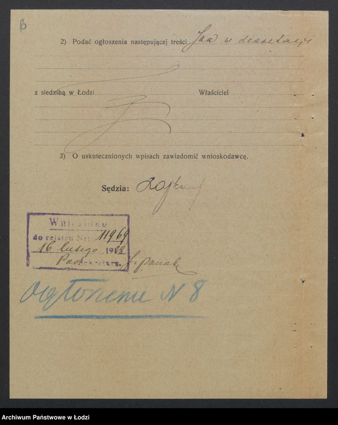 Obraz 8 z jednostki "Eugeniusz Wilhelm Swatek – tkalnia mechaniczna w Zgierz"