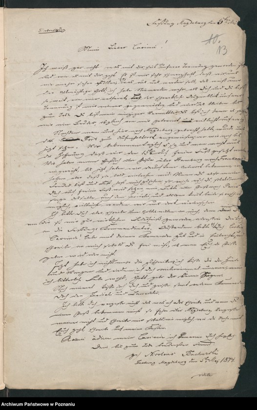 Obraz 17 z jednostki "A. betr. den polnischen Überläufer Lithografen Nicolaus Bachurski /Leon Lambruczewski/"