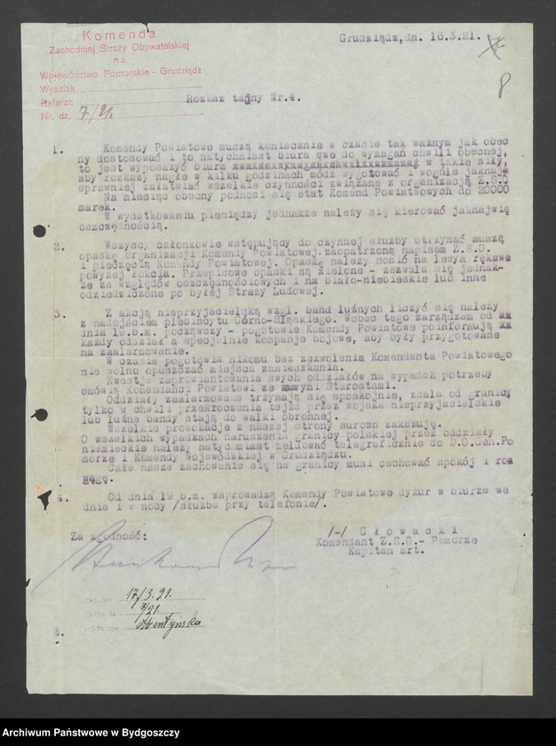 image.from.unit.number "Rozkazy tajne Komendy Głównej Zachodniej Straży Obywatelskiej w Poznaniu"