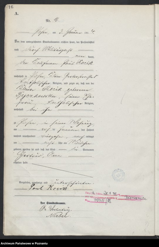 Obraz 18 z jednostki "Księga miejscowa urodzeń tom I [Rejestr główny urodzeń]"