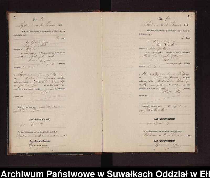 image.from.unit.number "Geburts-Neben-Register des Preussischen Standes-Amtes Rydzewen Kreis Loetzen"