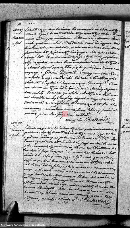 image.from.unit.number "Duplikat Akt Urodzonych, Zaślubionych i Umarłych Parafii Krasnopolskiey z Roku 1844."
