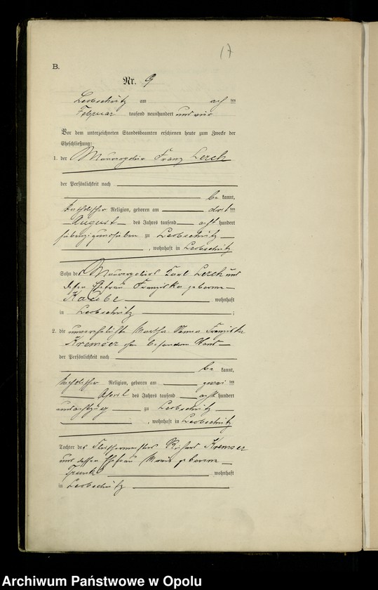 image.from.unit.number "Heiraths-Haupt-Register Standesamts Leobschütz pro 1904"