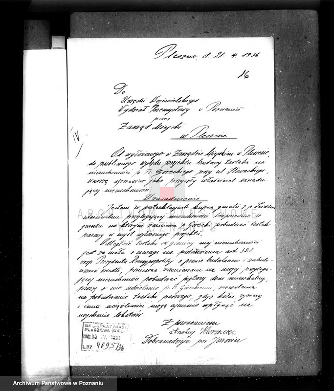 Obraz 20 z jednostki "Zatwierdzenie zakładu przemysłowego /tartak/ Fr. Góreckiego w Pleszewie pow. jarociński"