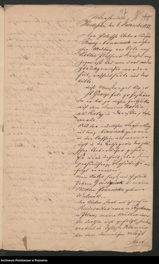 Obraz 20 z jednostki "A. betr. Personalia der polnischen Überläufer Franz und Sofia Adamczak /al. Gościniak, Adamiak/"