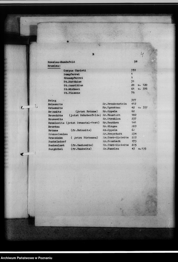 Obraz 8 z jednostki "Verzeichnis der Diözesenarchiv Breslau [Wrocław], Göpperstrasse 12 liegenden Kirchenbücher"