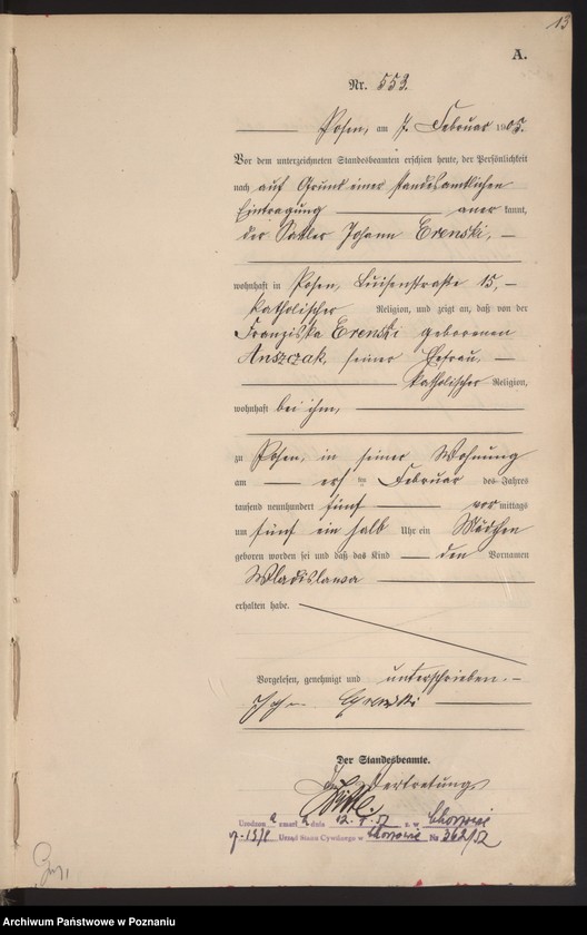 Obraz 15 z jednostki "Księga miejscowa urodzeń tom II"