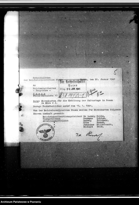 Obraz 9 z jednostki "Landeskulturtagung- korespondencja, spisy zaproszonych osób"