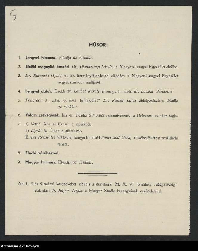 image.from.unit.number "Magyar Lengyel Egyesület. Stowarzyszenie Węgirsko-Polskie; Załączniki: prospekt (druk); L.2"