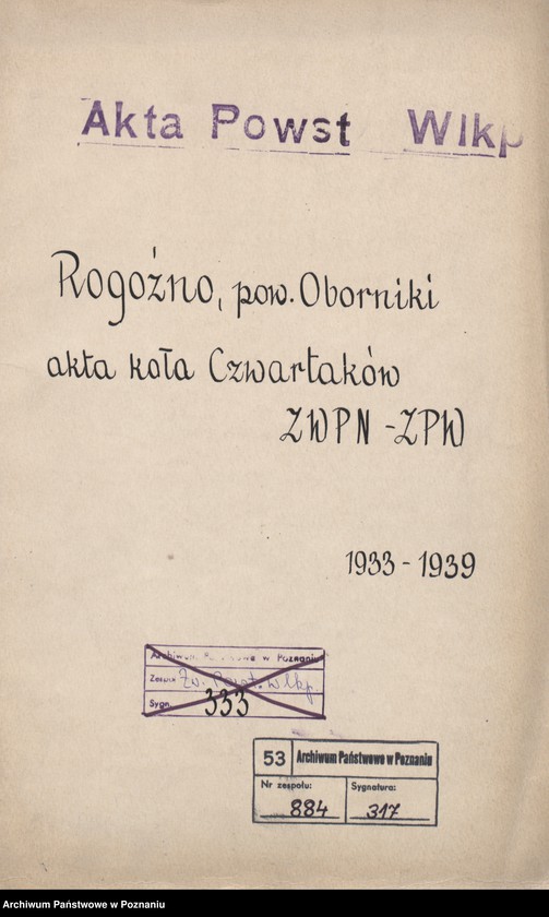 Obraz 3 z jednostki "Rogoźno, powiat Oborniki - akta Koła Czwartaków."