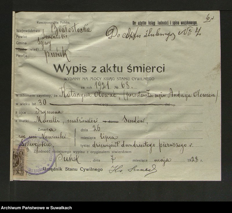 image.from.unit.number "Dokumenty Zaślubionych Smoleńskiej parafji za 1928 rok"