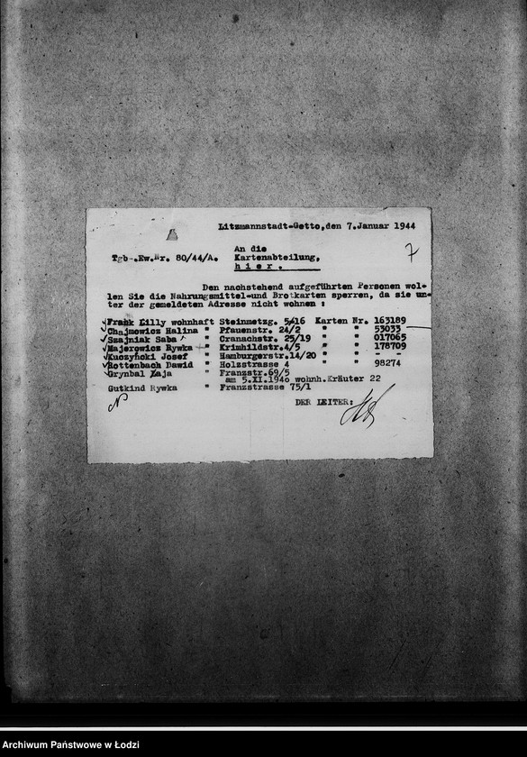 Obraz 10 z jednostki "[Korespondencja z Wydziałem Kart w sprawie skreślenia osób wymeldowanych]"