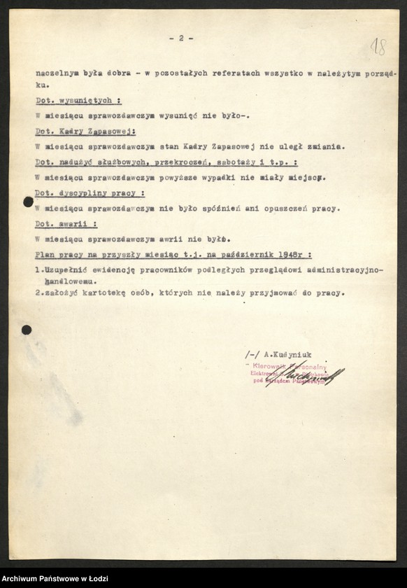 Obraz 19 z jednostki "Przemysł Metalowy - sprawozdania kierowników personalnych"