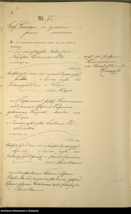 image.from.unit.number "Heiraths-Haupt-Register Nr 1 - 20"