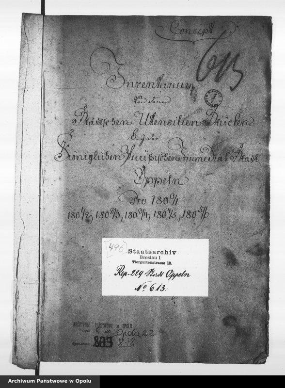 Obraz 4 z jednostki "Inventarium von denen Städtschen Utensilien Stücken bey der Königlichen Preussischen Immediat Stadt Oppeln. Pro 1800/1, 1801/2, 1802/3, 1803/4, 1804/5, 1805/6."