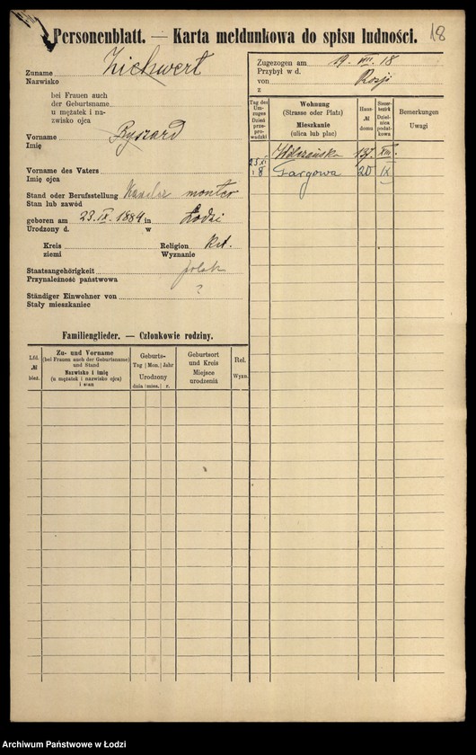 Obraz 20 z jednostki "[Spis ludności Łodzi] Zivel - Zolenberg"