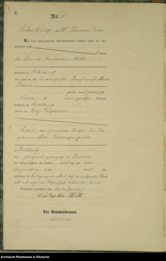 Obraz 9 z jednostki "Sterbe-Haupt-Register Nr 1 - 65"