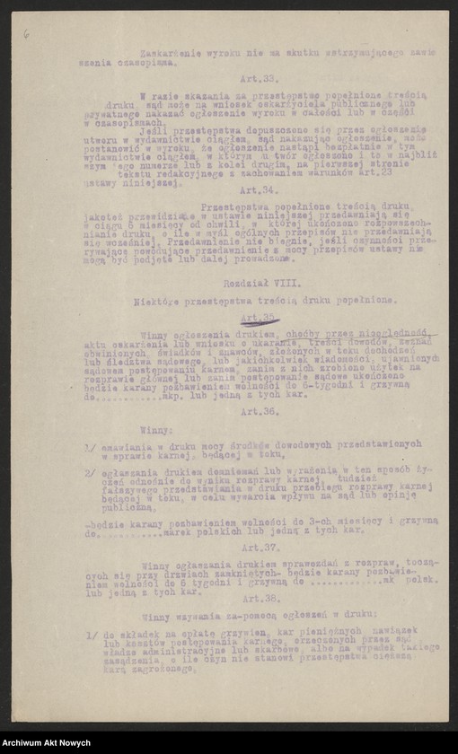 image.from.unit.number "Posiedzenie Rady Ministrów 2 X 192(?). Załącznik do porządku obrad w postaci Ustawy Prasowej"