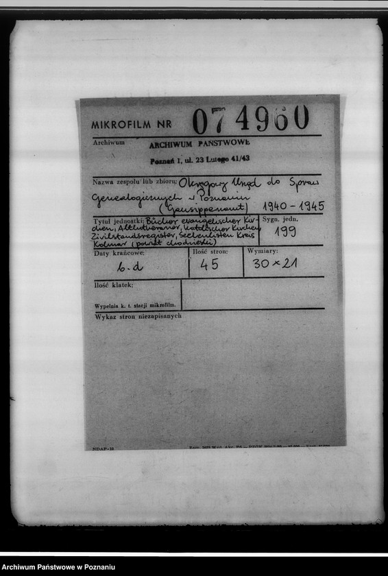 image.from.unit.number "Bücher evangelischer Kirchen, Altlutheraner, katholischer Kirchen, Zivilstandsregister, Seelenlisten Kreis Kolmar [powiat chodzieski]"