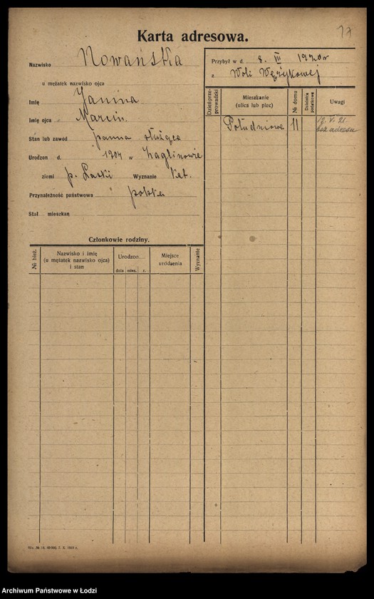 Obraz 19 z jednostki "[Spis ludności Łodzi] Nowaliński-Nowicki"
