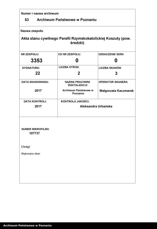 image.from.team "Akta stanu cywilnego Parafii Rzymskokatolickiej Koszuty (pow. średzki)"